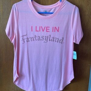 Disney Parks Fantasyland Pink Bejewled Ladies T-Shirt - M